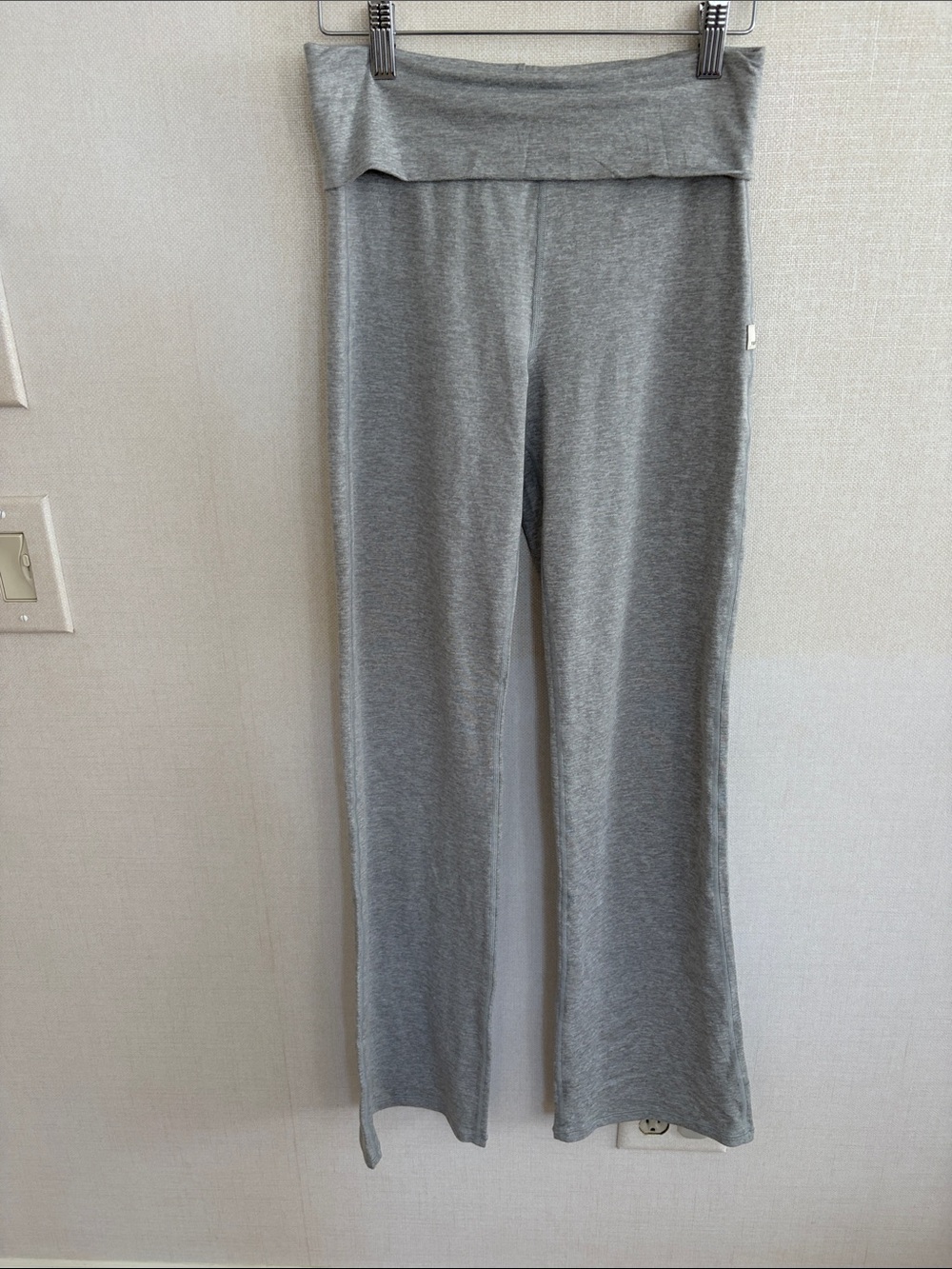 Vuori Heather Gray Fold-Over Waist Flare Pants